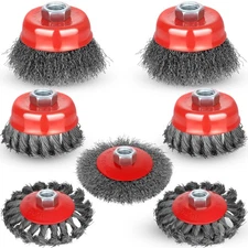7pcs Wire Wheel for 4 1/2 Angle Grinder Wire Wheel Brush Cup Set with Threade...