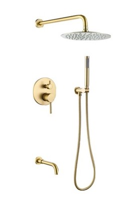 Rbrohant Complete Gold Rain Shower System With Tub Spout RB1084 Open Box 