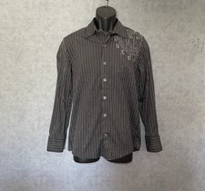 Versace Dolm Italy Color Pinstripe Medusa Button Shirt.