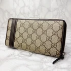 Portefeuille long à fermeture éclair ronde GUCCI GG Supreme PVC 294