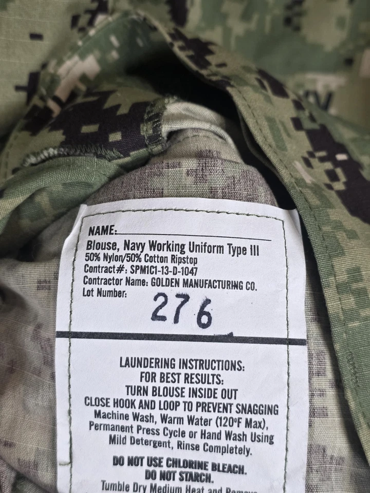 US Navy Shirt Mens Medium Regular Digital Camo NWU Type III AOR2 Ripstop Blouse - Imagem 4 de 4