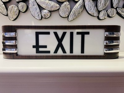 EXIT light up Art Deco style sign Home Decor Faux  14'' 120V adapter USA Shipping