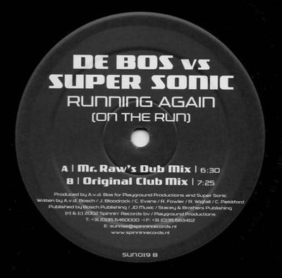 De Bos Vs Super Sonic - Running Again (On The Run) (12'') 4014548132792