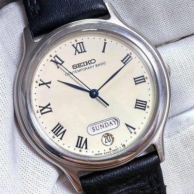 SEIKO 5H23 6000 CONTEMPORARY BASIC SPIRIT VINTAGE UHR BLAUES RÖMISCHES ZIFFER...
