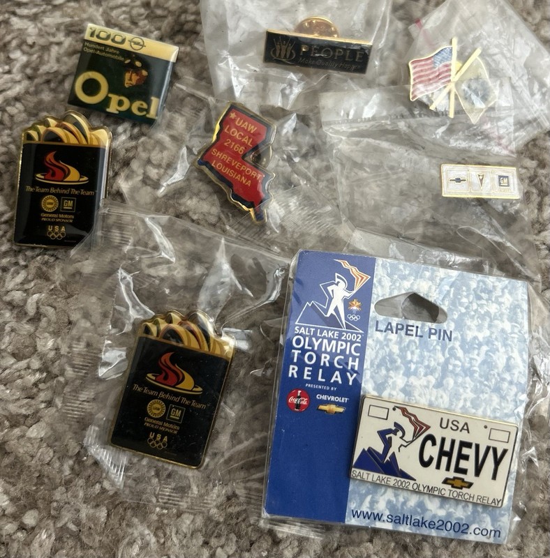 General Motors Lapel Pins Set GMC, Cadillac, Chevy, Buick, Chevrolet, GM Dealer