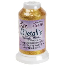 Liz Metallic Crochet Thread 210 Yard Cone Size 20 Color 340 Gold