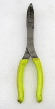 Snap On 411CF 11" Long Neck 35 Degree Bent Needle Nose Pliers Yellow Talon Grip