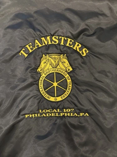 Vtg 90s Teamsters Local 107 Philly Satin Bomber Jacket 2XL Game Sportswear image 18