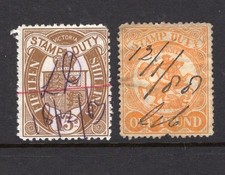 AUSTRALIA VICTORIA STAMP DUTY PAIR VERY RARE FINE USED