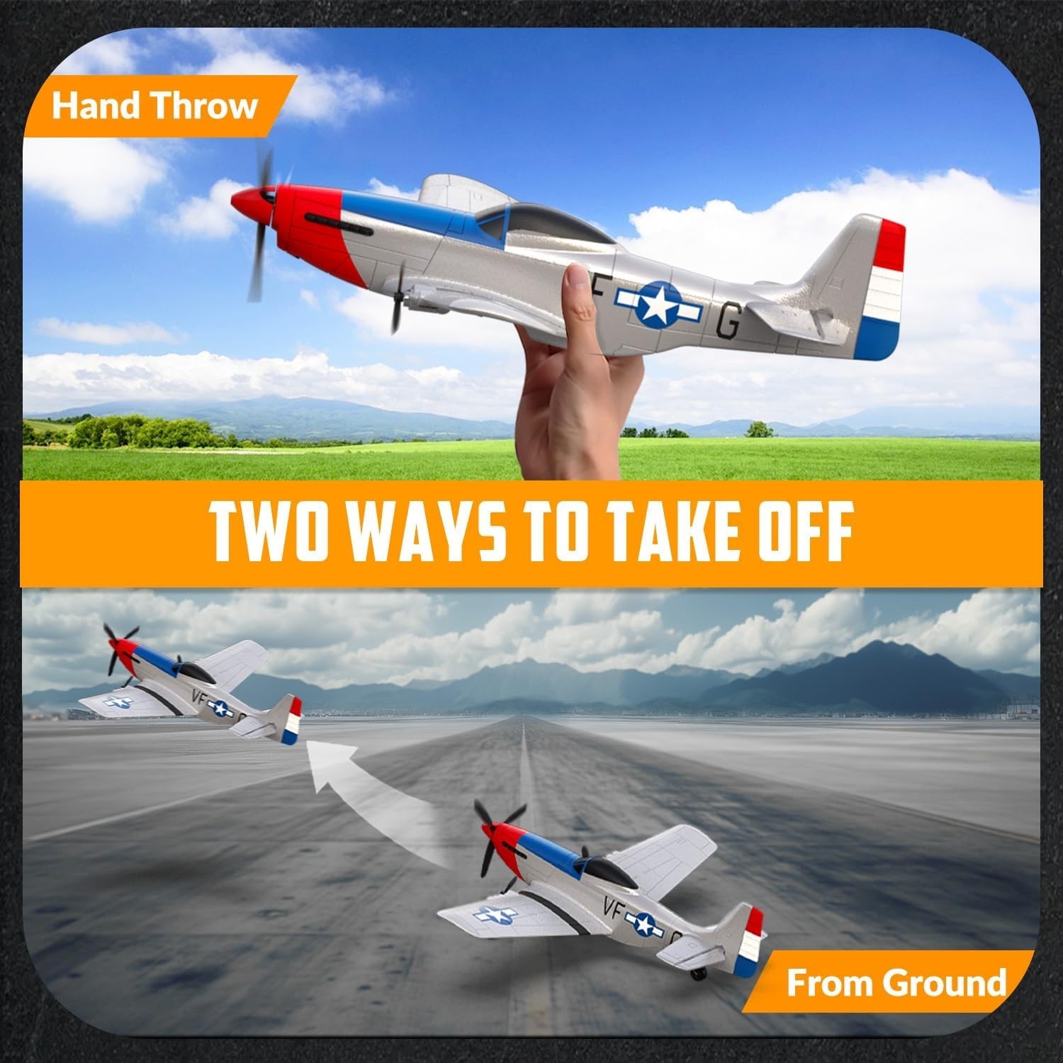 Volantexrc 3-CH  Remote Control Airplane P-51D Mustang Fighter for Beginners