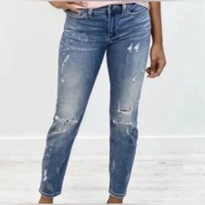 Judy Blue Distressed Relaxed Fit Tapered Leg Denim Jeans - Womens Size 7 / 28