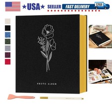 Self Adhesive Photo Album Scrapbook 80 Pages, Linen Photos Albums DIY Sticky ...