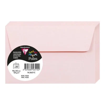 Enveloppes - Format rectangle - 90x140mm - Pollen - Rose - 20 unités - Clairefon - Photo 1/3