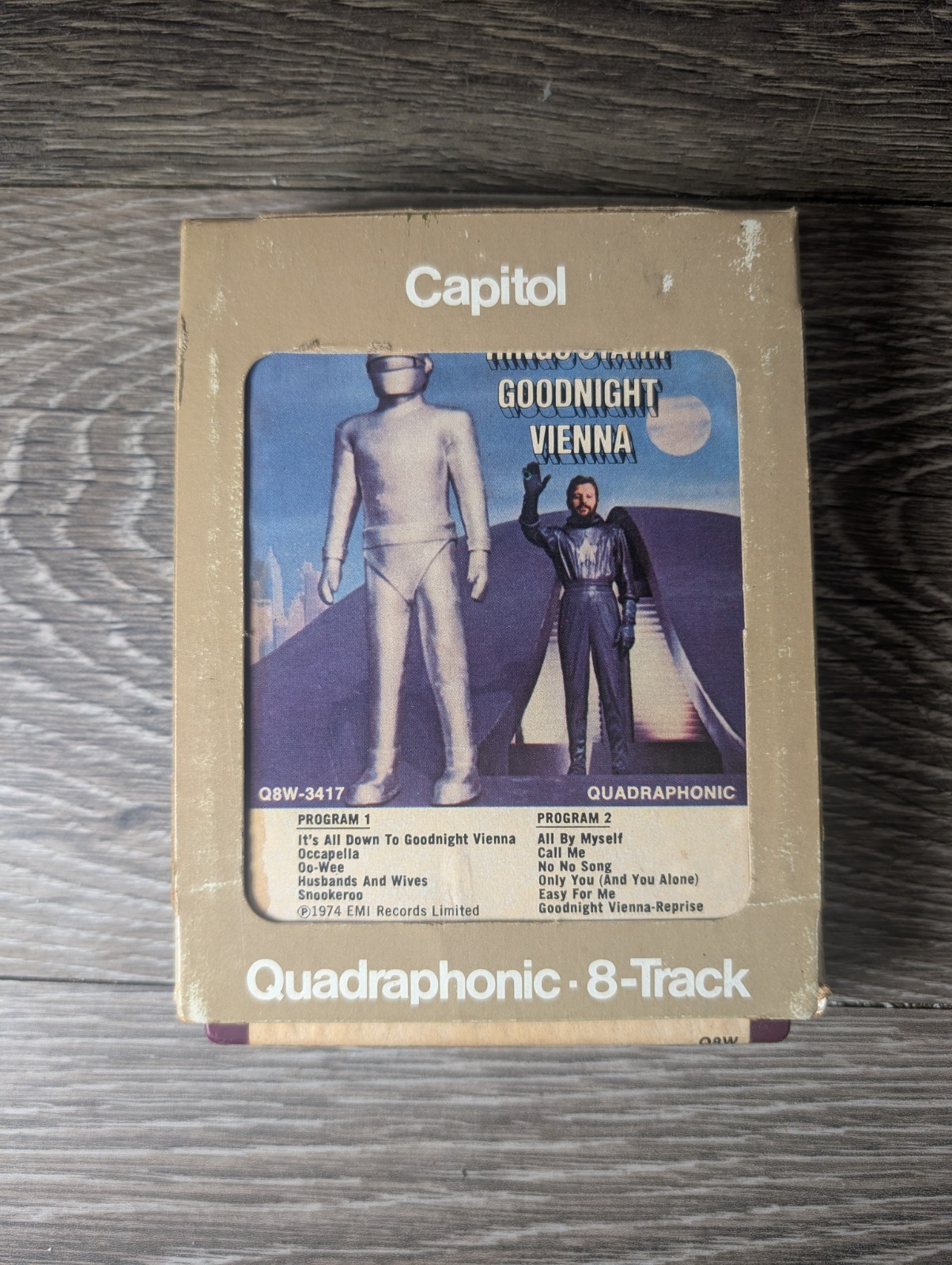 RINGO STARR Goodnight Vienna Quadraphonic 8 track 1974 w/ Sleeve new splice