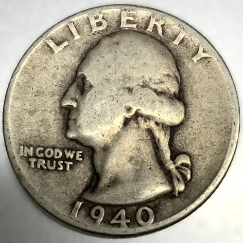 1940 P Washington 90% Silver Quarter Circulated Condition 25c US Coin - 2868