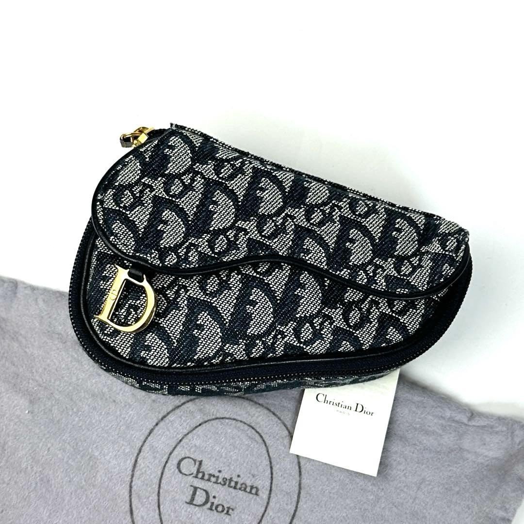 Dior Trotter Saddle Pouch Navy Canvas Handbag New