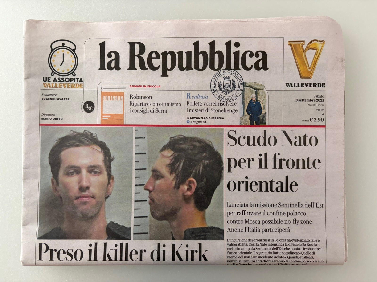 la Repubblica Lotto giornali 11-12-13/09/2025 - L’omicidio di Charles Kirk