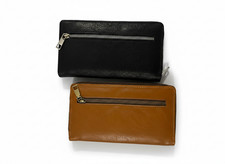 Faux Leather Travel Zip Wallet Clutch Passport Holder Cheque Book Purse