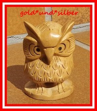 h&uuml;bsche EULE Uhu KAUZ Deko FIGUR aus HOLZ Kunsthandwerk NAT&Uuml;RLICH und GIFTFREI