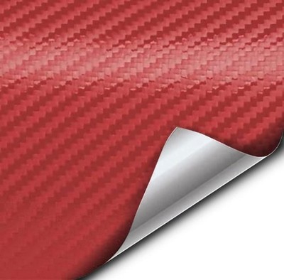 Dry Red Carbon Fibre High Gloss Vinyl Wrap Twill Weave Adhesive Film 0.5ft x 5ft