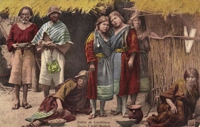 PC BOLIVIA SANTA CRUZ INDIOS DE CORDILLERA TYPES VINTAGE POSTCARD (b64814)