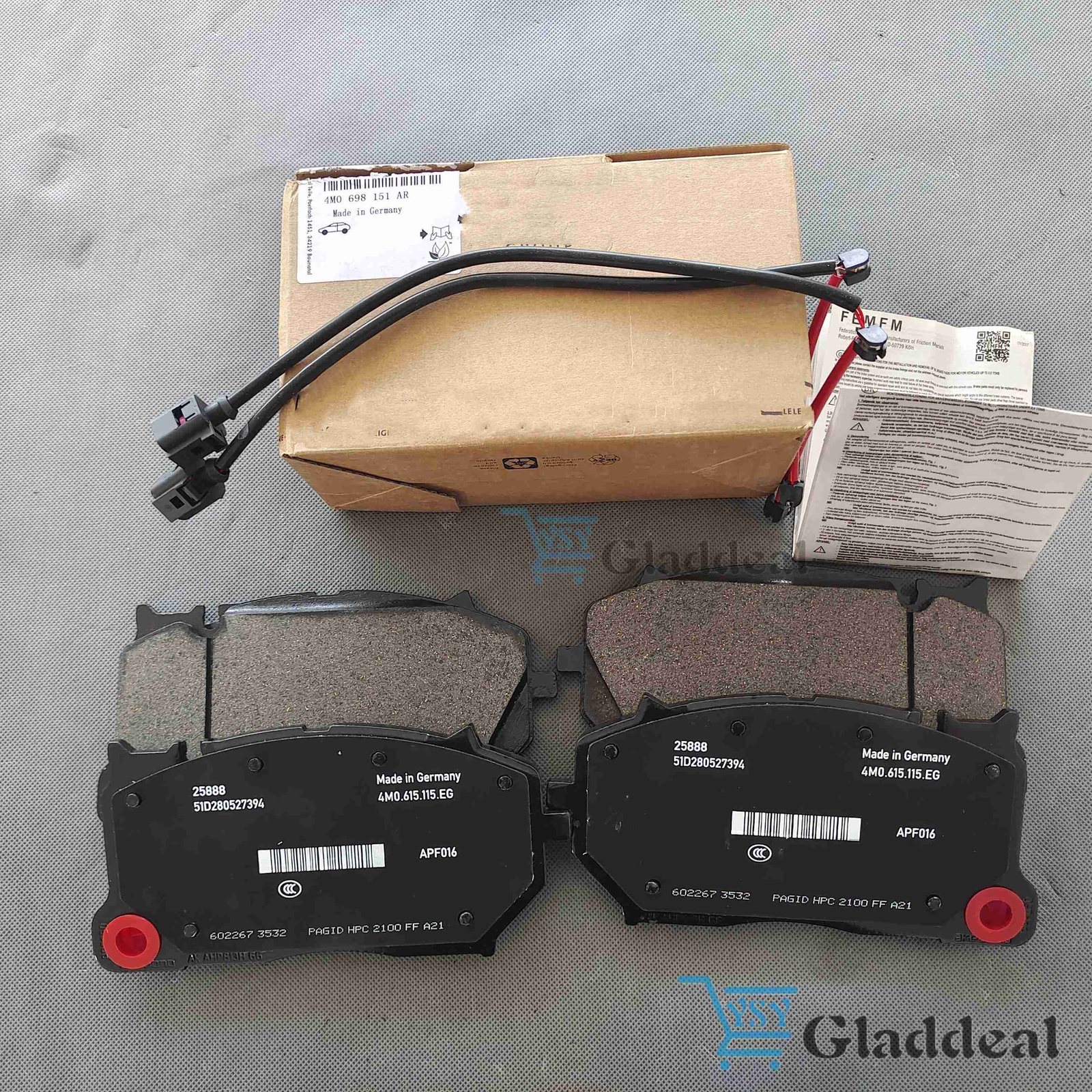 Front Brake Pad Kit With Sensors For Lamborghini Urus 2018-2020 4M0698151AR