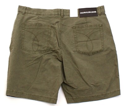 Calvin Klein Jeans Green Flat Front Stretch Cotton Shorts Men's NWT