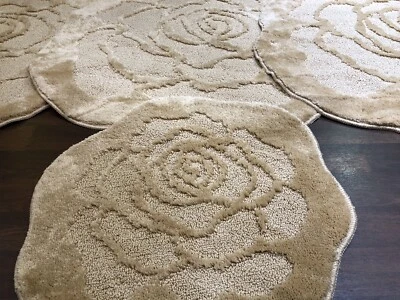 RUGWORLD SET TAPPETINI DA VIAGGIO LAVABILI ROMANI ANTISCIVOLO SUPER ROSE TAPPETI BEIGE TAPPETINI ZINGARI XX