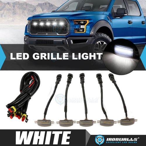 5X LED Front Grille Lights Raptor Style Smoked Lens for Dodge Ram 1500 2500 3500