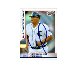 Brayan Pena 2019 Connecticut Tigers autograph signed baseball card Tigers b