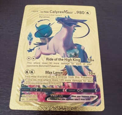 Ice Rider Calyrex VMAX Pokemon Gold Foil Card Fan Art HP980 | eBay