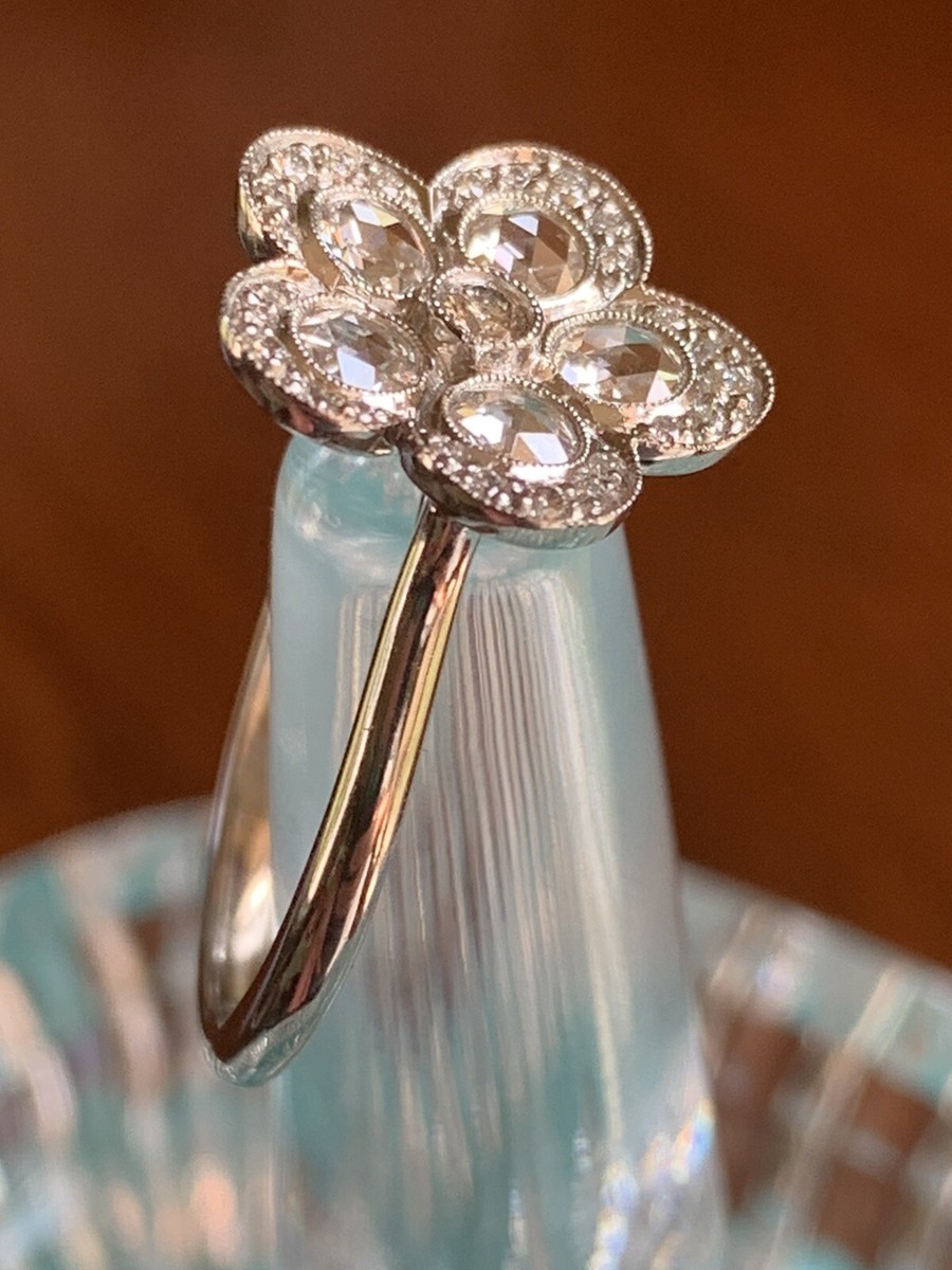Tiffany & Co Platinum Cobblestone Rose Cut Diamond Flower Garden
