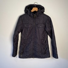 Barbour Grace Polarquilt Black Quilted Women's Jacket Coat Size Uk 8 Hooded