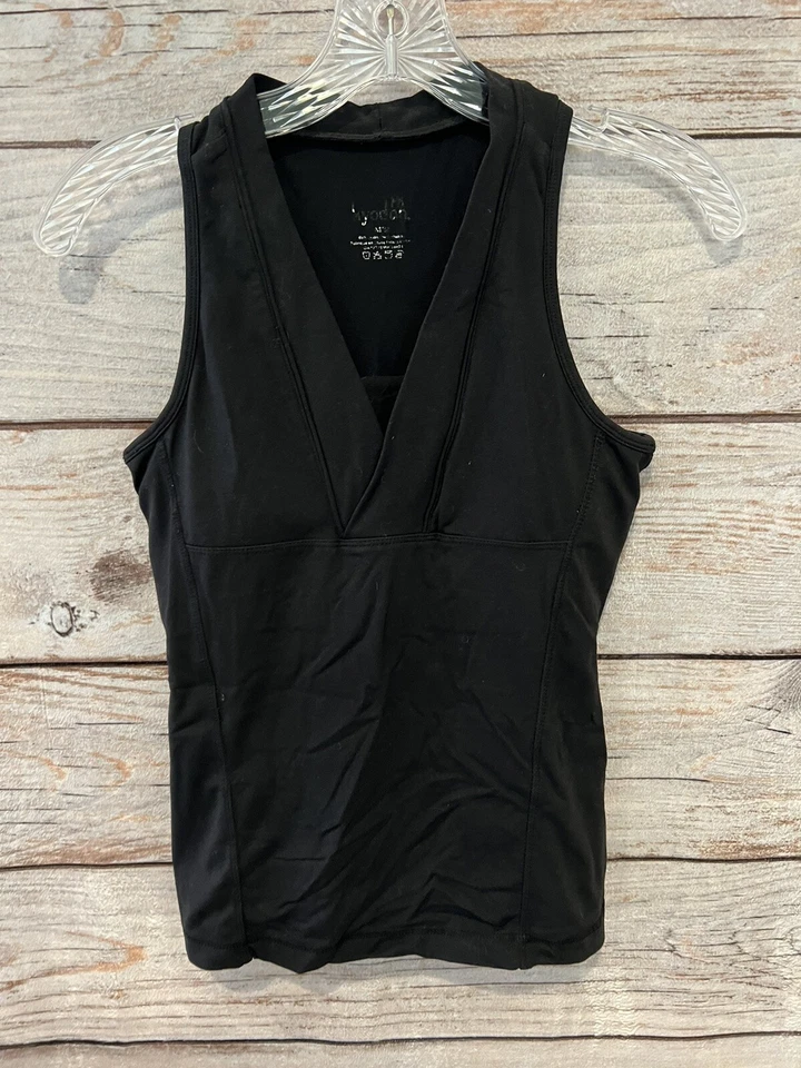 Sujetador sin mangas Kyodan negro liso ropa deportiva incorporado de nailon/spandex para mujer talla M Foto 3 de 4