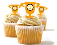 ✿ 24 Edible Rice Paper Cup Cake Topper, decorations - Trophy ✿