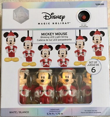 Disney Magic Holiday Christmas Mickey Mouse Blinking LED 6 Light String New