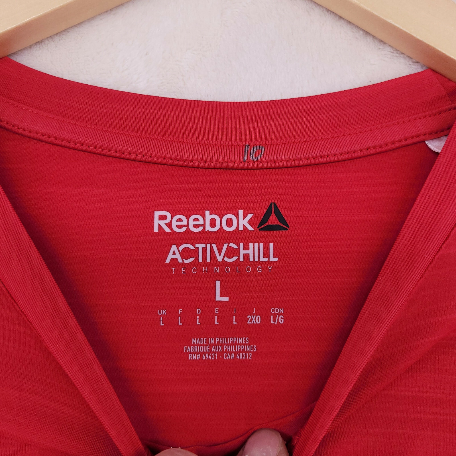 Reebok Speedwick ActiveChill Men's Size L Solid Red Crew-Neck Athletic T-Shirt thumbnail 2