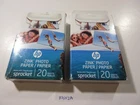 Lot of 2 HP Sprocket 2x3" Premium Zink Sticky Photo Paper (20 Sheets)