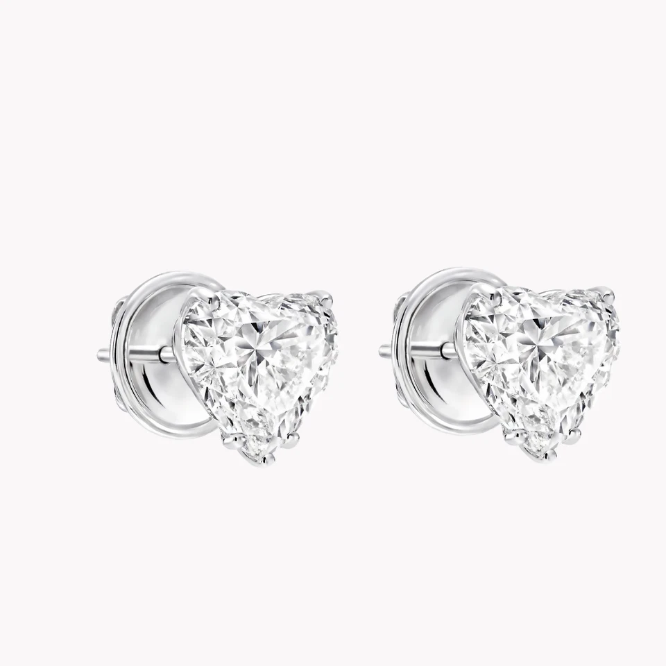 14k White Gold Women Earring Studs Heart Cut Lab Grown 2 Carat Diamond - Image 4 of 4