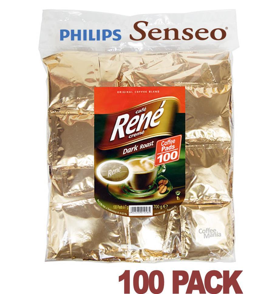 Philips Senseo 100 x Café Rene Strong Dark Roast indvidually Wrapped Coffee  Pads