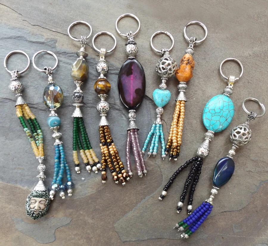 Beaded Tassel Keychain, Aquinnah Jewelry, Connecticut USA