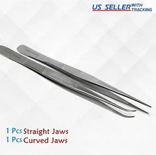 2Pc Tweezers Craft Jewelry Beauty Nail Art Hobby Picking Stainless Steel Tool 6"