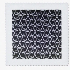 ChillStick Quilt: 8x8 Black Square with White Hockey Sticks