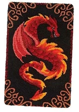  Latch Hook kit Rug DIY Handcrafts for Kids Adults, Pre-Printed Orange Dragon