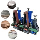 Two stations Surface Belt Sander Polishing Rust Drawing Deburring Machine 220V