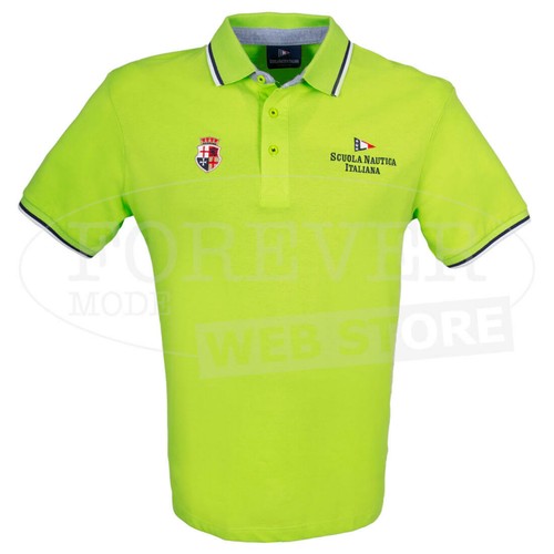 Polo uomo Scuola Nautica Italiana in cotone piquet con loghi ricamati - 018805 - Foto 2 di 6