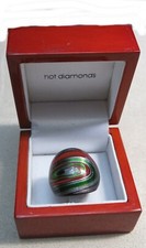 Murano Glass Ring Gold Adventurine Black Red Silver Green Size 7.5