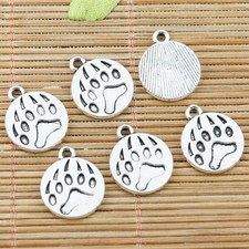 10pcs 15.3mm tibetan silver color roud footprint pattern charms EF2360