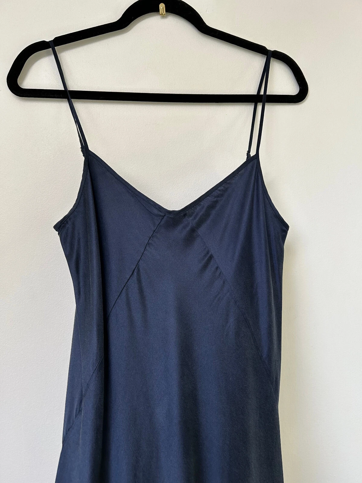 Maxi abito T ALEXANDER WANG blu navy 100% seta taglio sbiadito PICCOLO UK8 10 £482