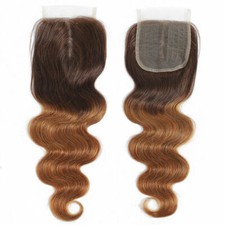 Ombre 4/30 4''x4'' Closure base with Wefted Human hair on it Body Wave